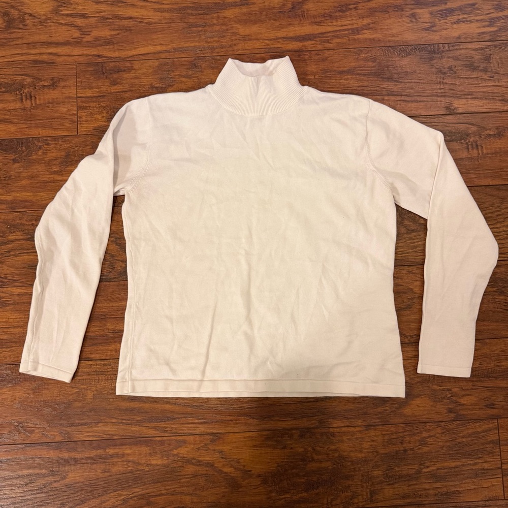 Vintage Liz Claiborne Lizsport 100% Cotton Mockneck White Shirt Size M